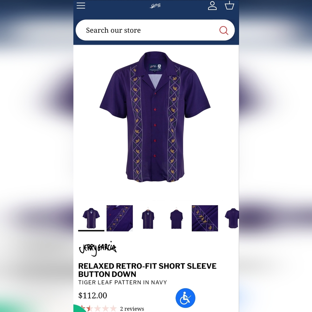 J. Garcia Navy Short Sleeve Button Down Shirt
